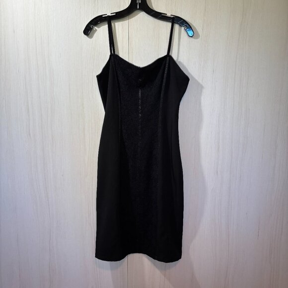 Vintage French Bodycon Dress, Black with Lace Detail, Sz 40/ US 8 - Picture 3 of 6